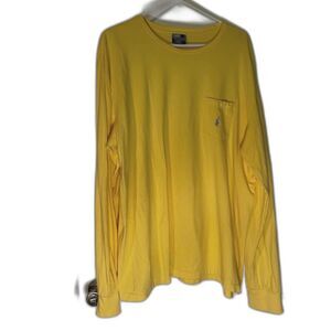 Polo by Ralph Lauren Normcore Casual Dadcore Yellow Lg Sleeve Tee Pocket Logo XL